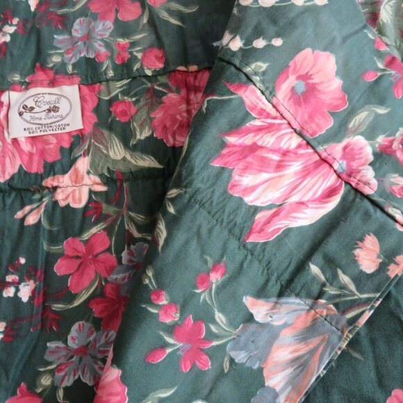 Vintage Croscill Granada Curtain Valance 18" x 90" Green Pink Roses Floral - Picture 7 of 11